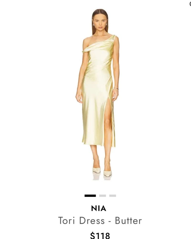 NIA Butter Yellow Satin Maxi Dress - Image 1