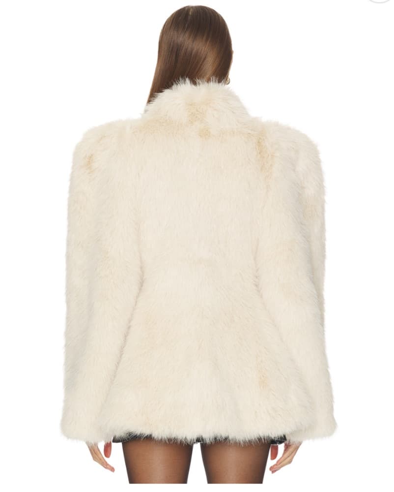 Structured Estela Fur Coat In Bone - Image 3