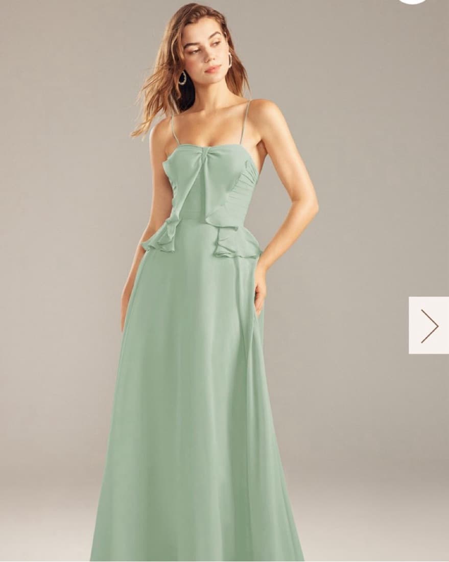 Dainty Sage Gown With Flare Folds - Image 1