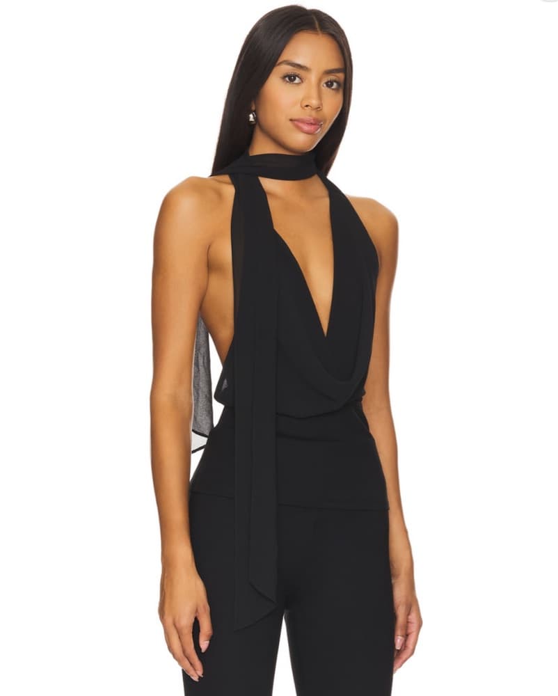 Majorelle Kelly Halter Top In Black - Image 2