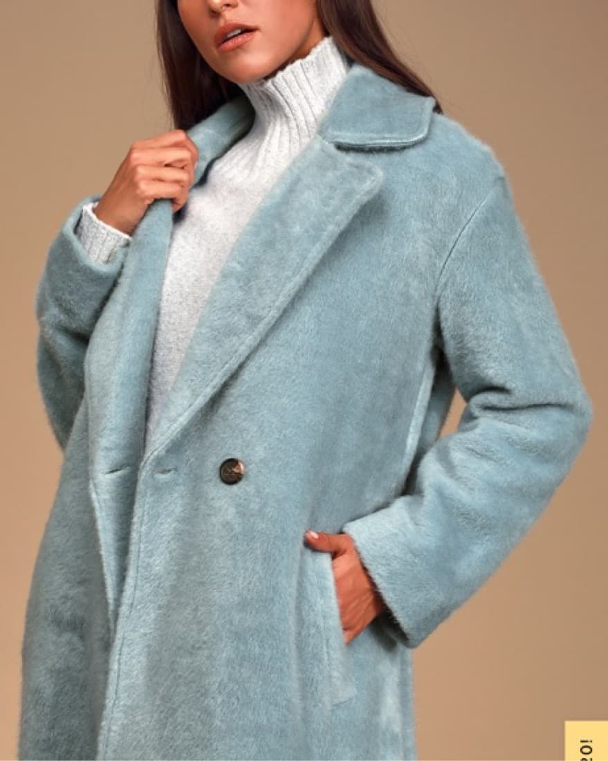 Lulus Light Blue Faux Fur Long Coat - Image 3