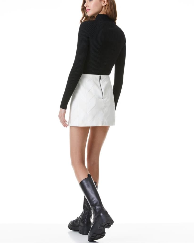 Alice + Olivia White Leather Mini Skirt  - Image 3