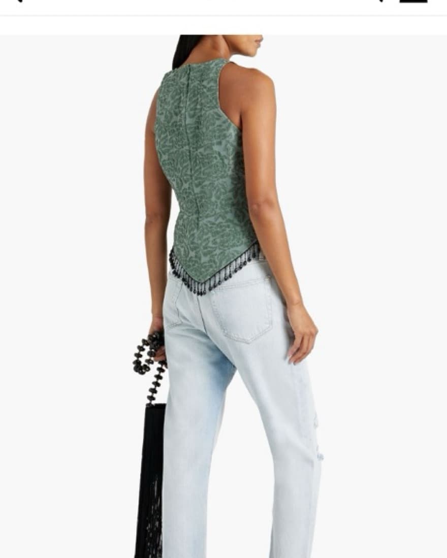 Ganni Bead Embellished Cloque Top - Image 3