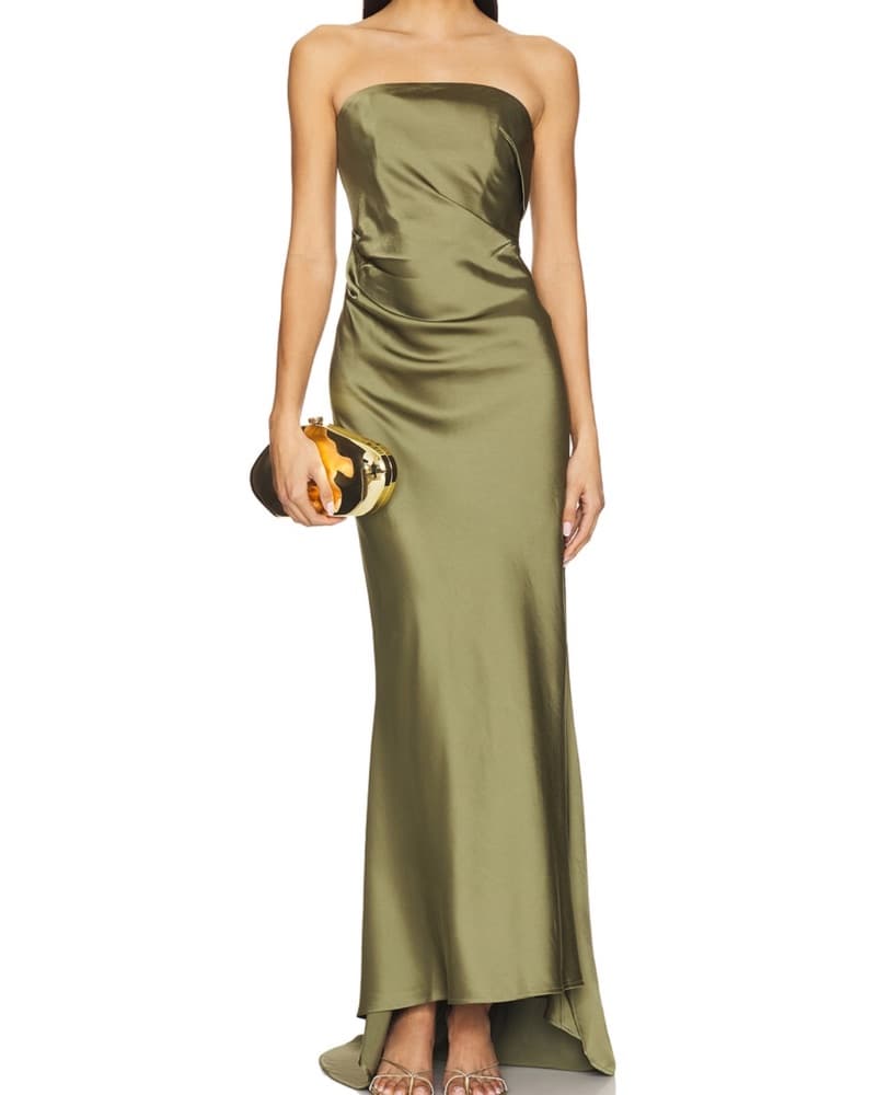 Lucile Strappless Gown In Pesto - Image 1