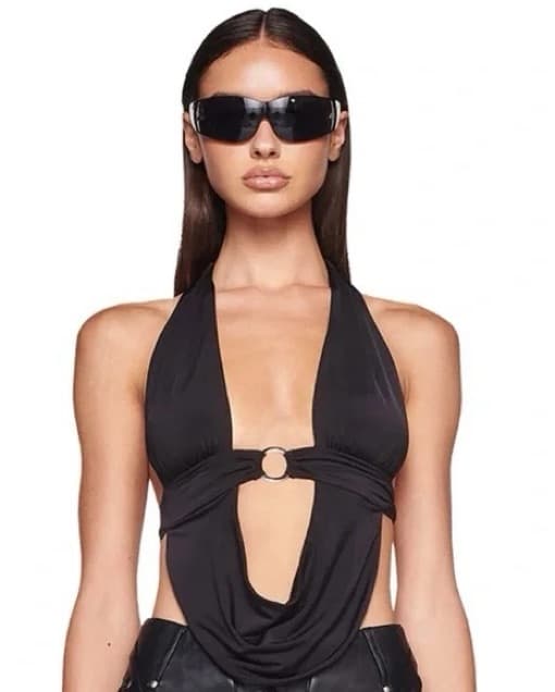 I AM GIA Charis Black Halter Top - Image 1