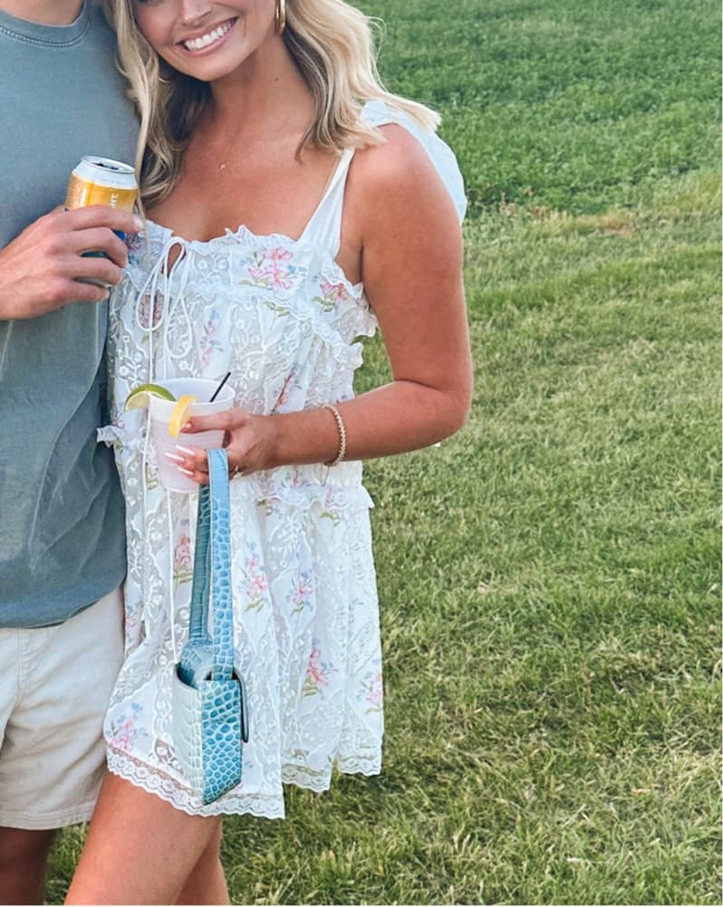Lace Floral Mini Dress - Image 3