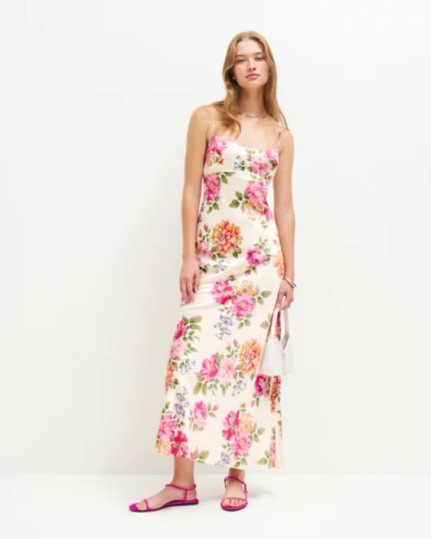 Silk Floral Reformation Kailyn Dress - Image 1