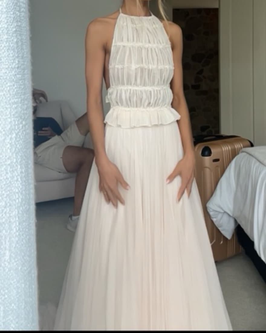 Vintage BHLDN Blush Tulle Skirt - Image 3