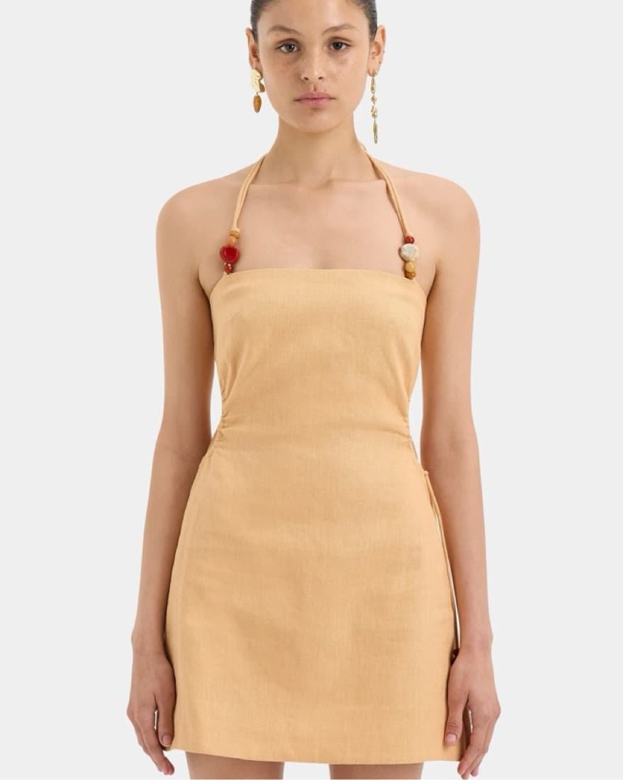 Sir Antonia Beaded Mini Dress In Tan - Image 2