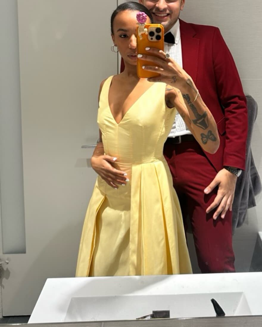 Yellow tea Length Alexander McQueen Gown - Image 3