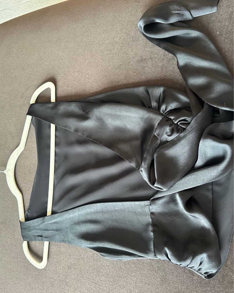 Zara Draped Effect Satin Open Back Top - Image 5
