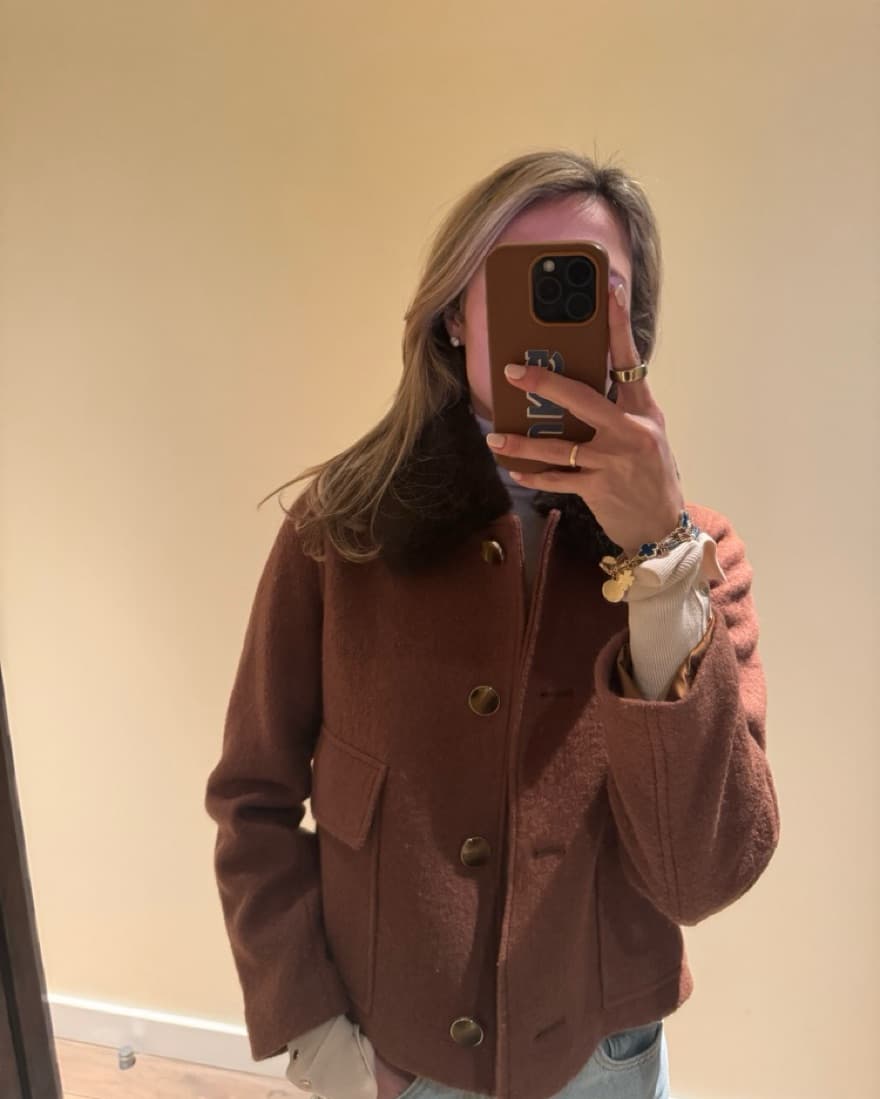 Club Monaco Brown Fur Collar Jacket  - Image 4