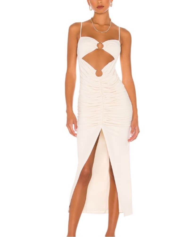Yasmeen Midi Dress In Beige - Image 1