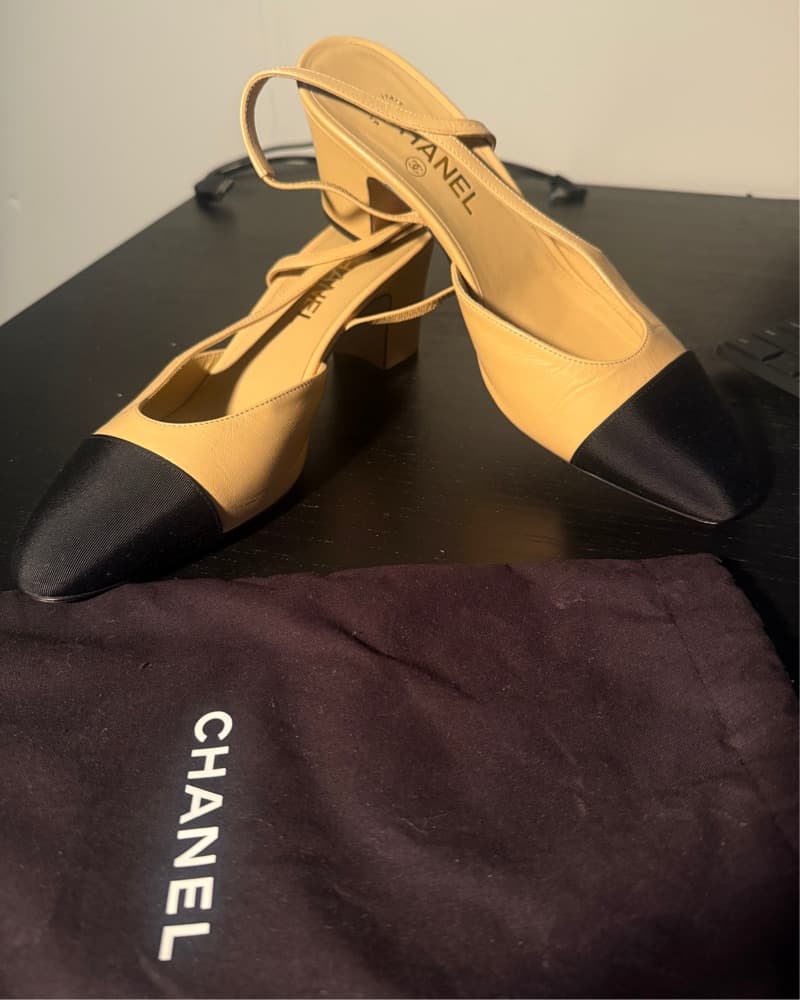 Chanel Slingback Beige And Black 40   - Image 6