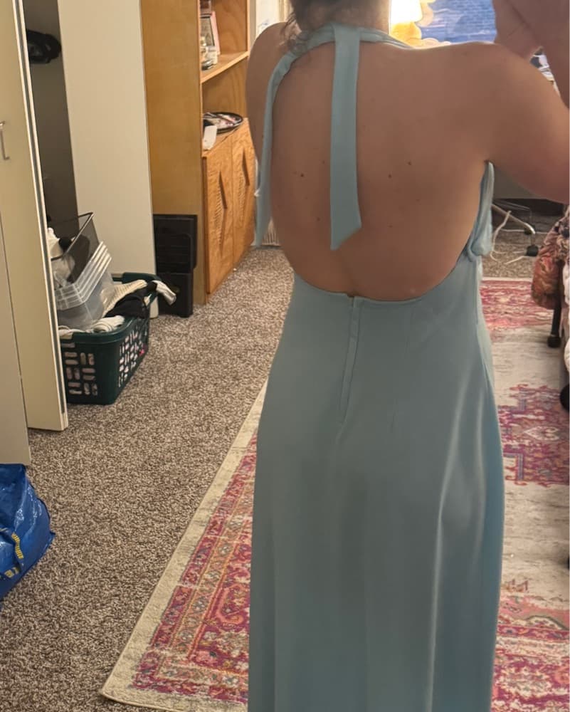 Vintage Blue Halter Gown - Image 3