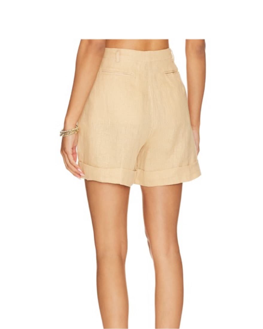 Revolve Beige Linen Shorts - Image 2