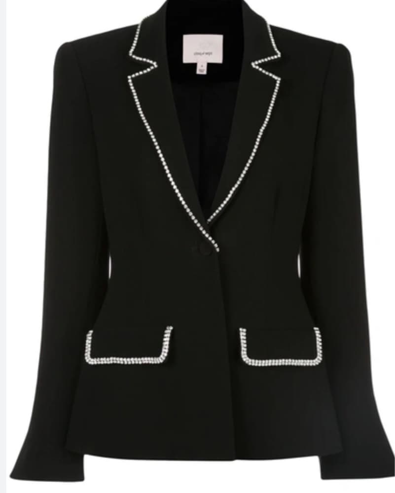 Black Rhinestone Trim Blazer  - Image 1