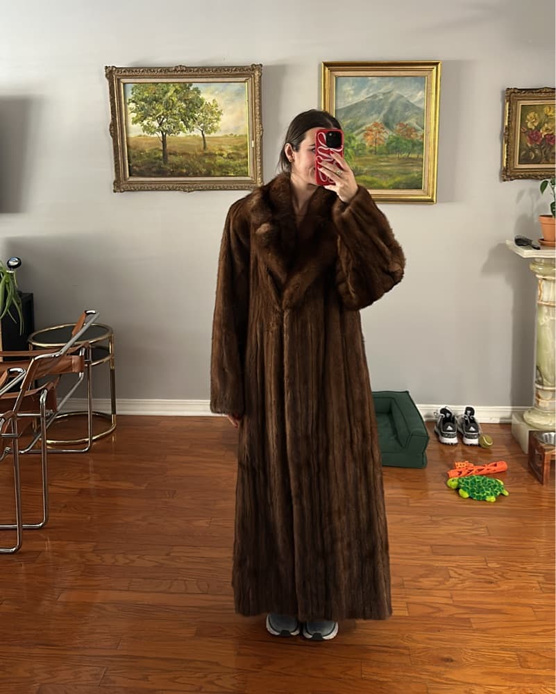 Genuine Mink Coat With Belt  - Image 2