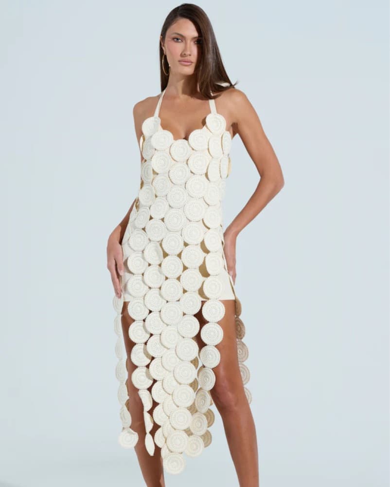 Akira Ibiza Dreamin Textured Midi Dress - Image 1