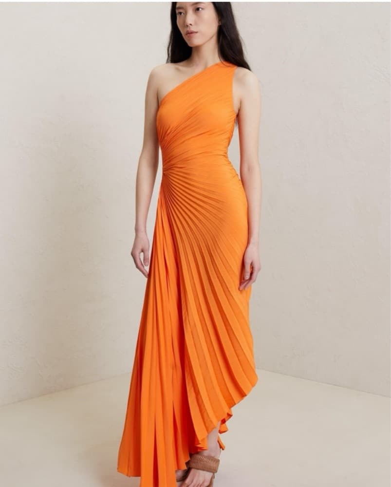 ALC Orange One Shoulder Cut Our Dress - Image 1