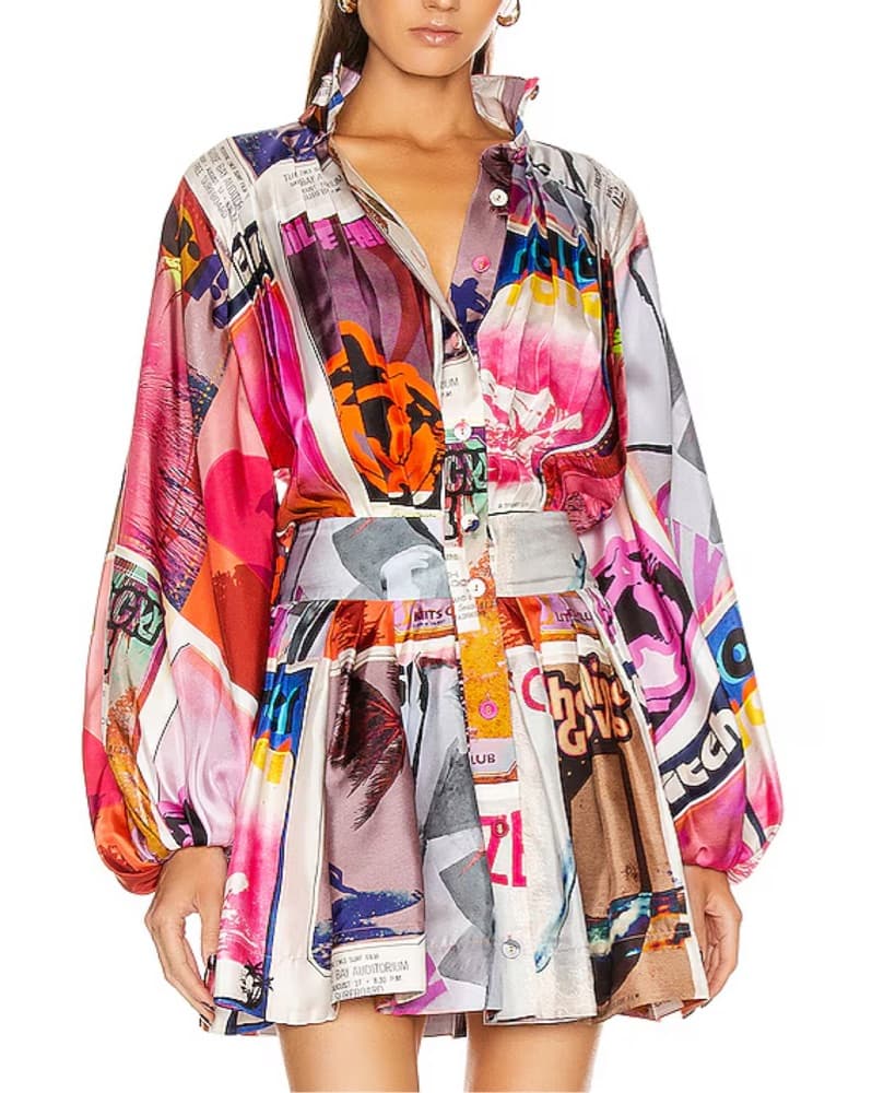 ZIMMERMANN Wavelength Long Sleeve Dress - Image 1