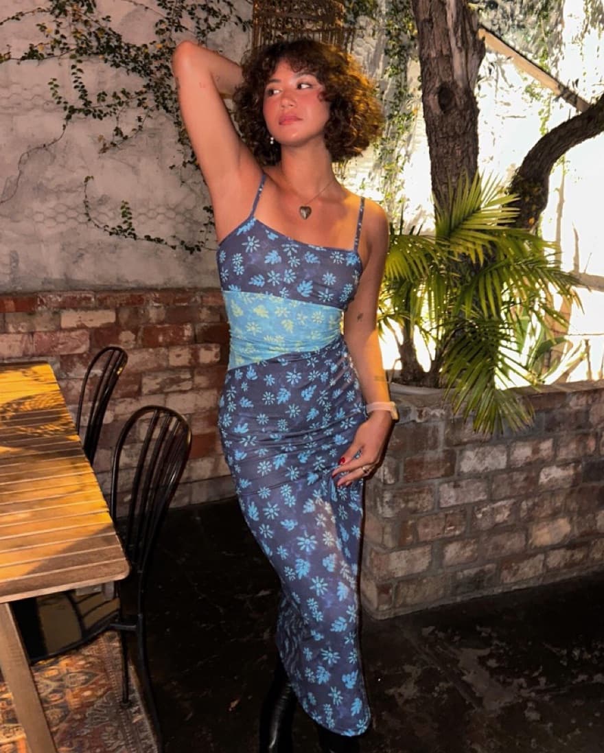 Motel Rocks Blue Floral Dress - Image 1