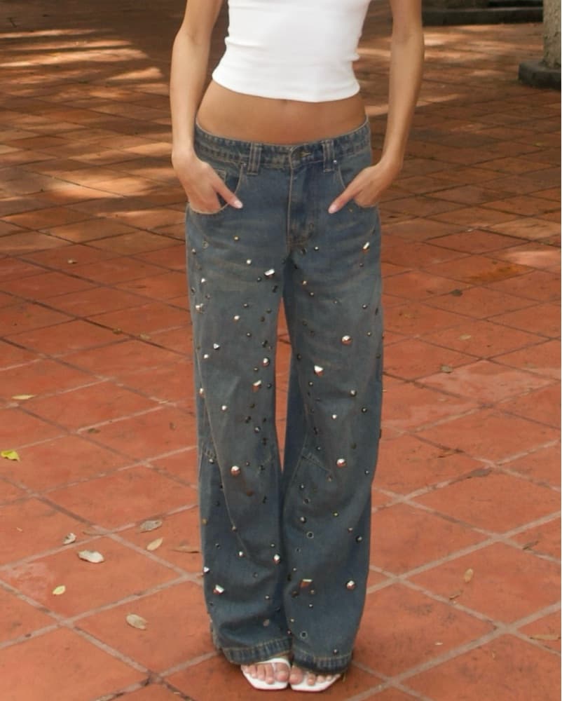 Jaded London Studded Wide Leg Jeans - Image 1