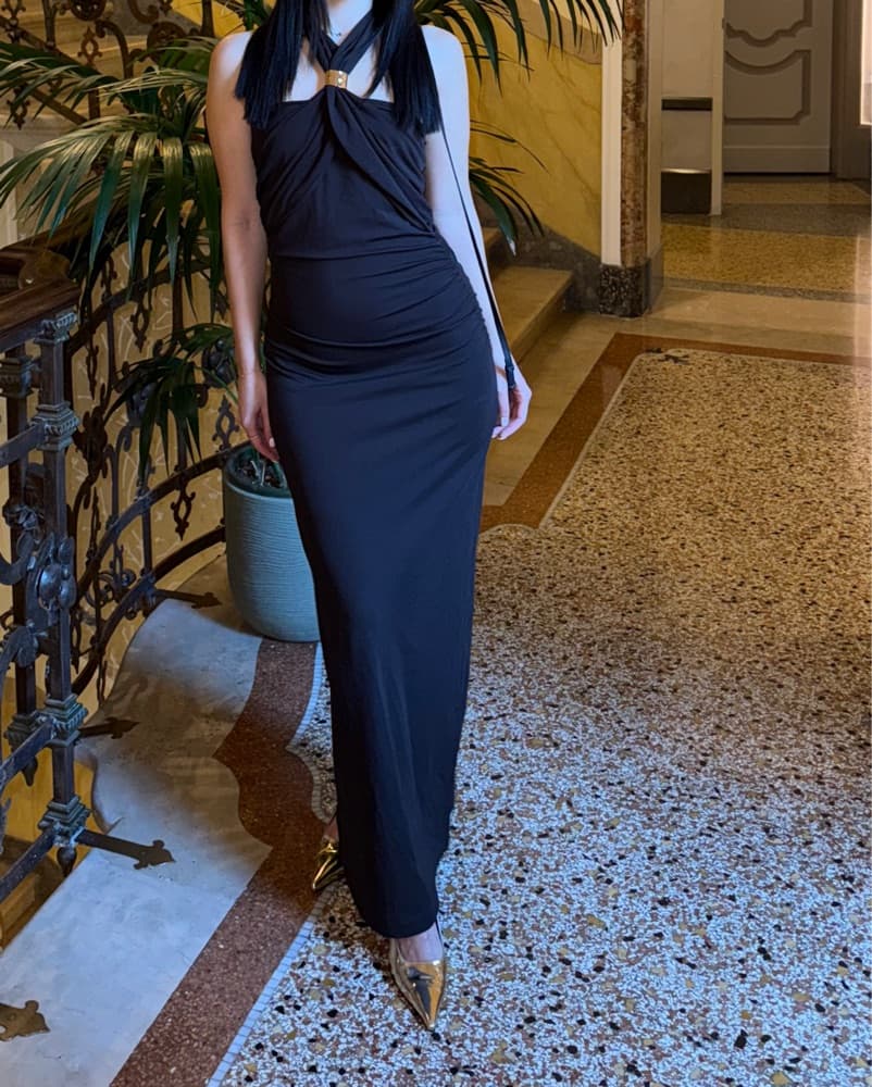 Brown Sleek Maxi Dress - Image 2