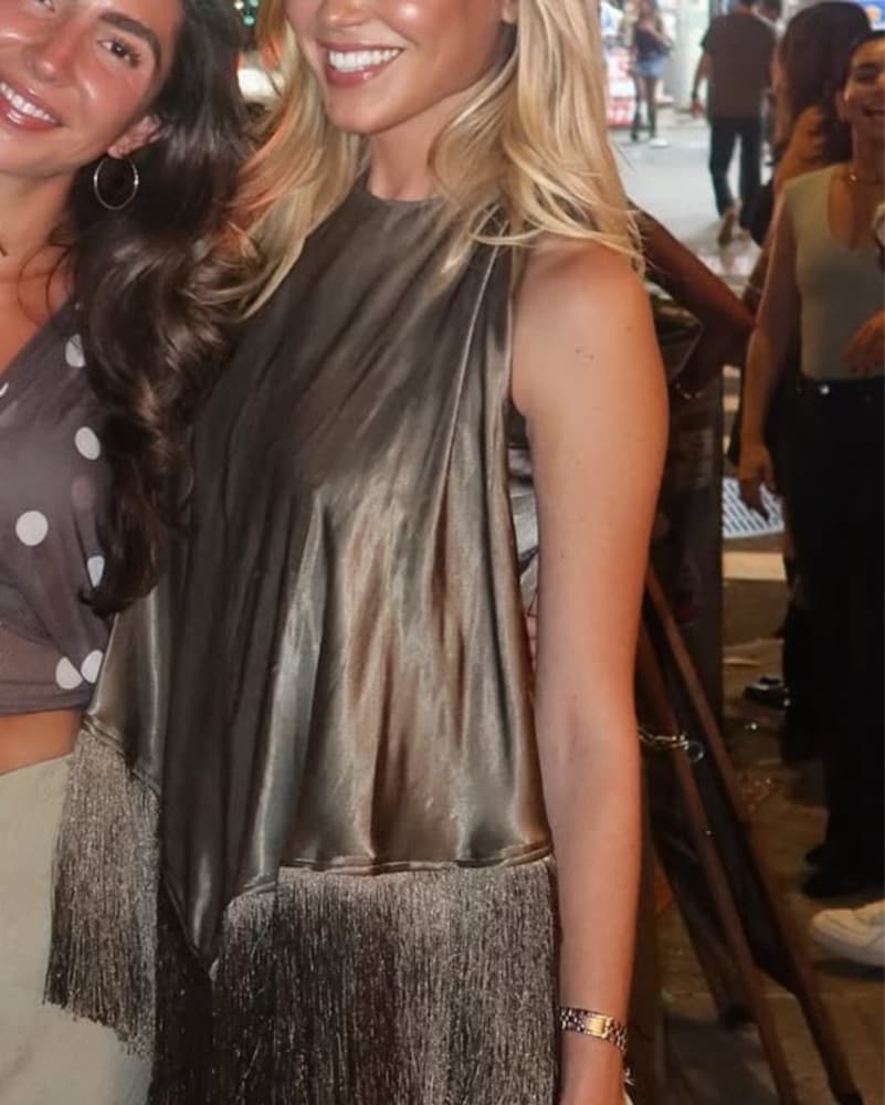 Olive Satin Fringe Wrap Scarf - Image 2