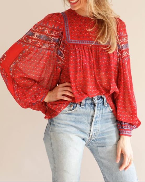 Red Silk Ulla Johnson Top - Image 2