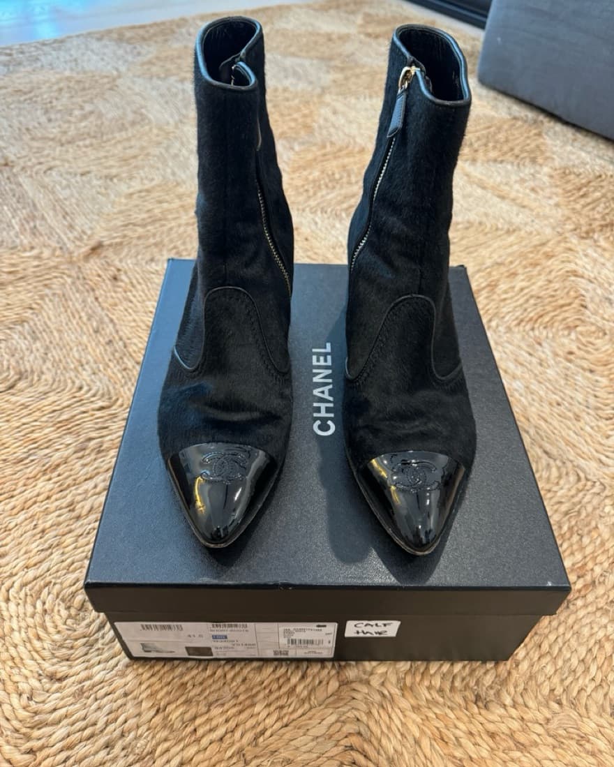 Chanel CC Cap Toe Calf Hair Ankle Boots - Image 1