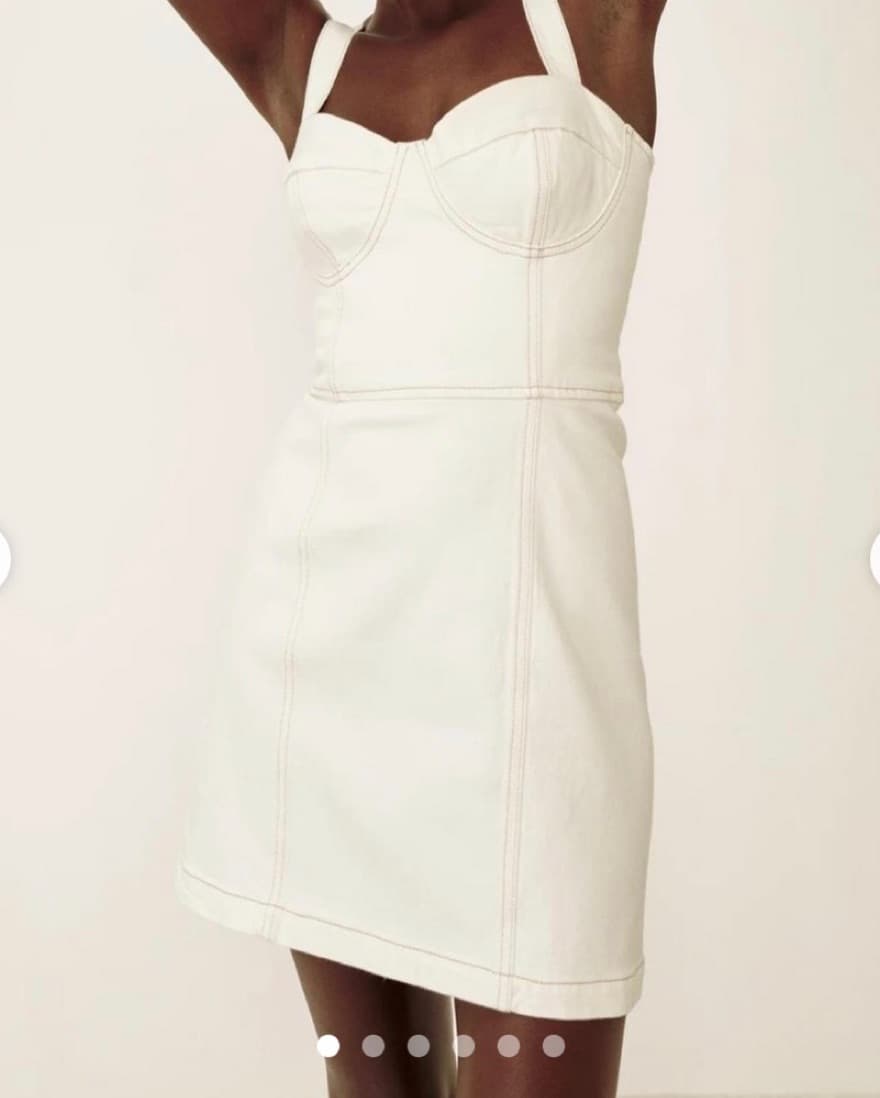 White Denim Reformation Mini - Image 1