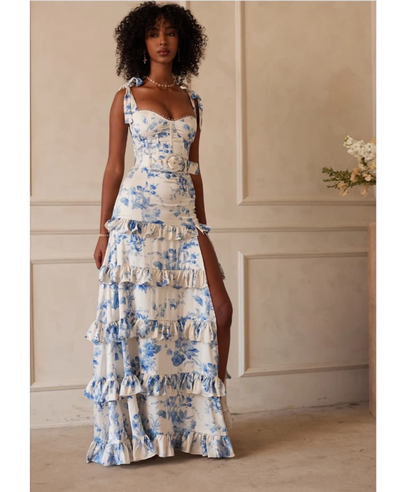 Lisianthus Dress Provencal Blue Floral - Image 1