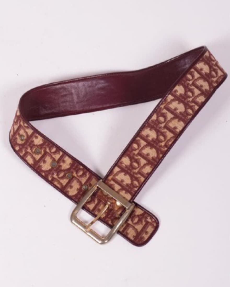 Dior Monogram Burgundy High Waist Belt - Image 1