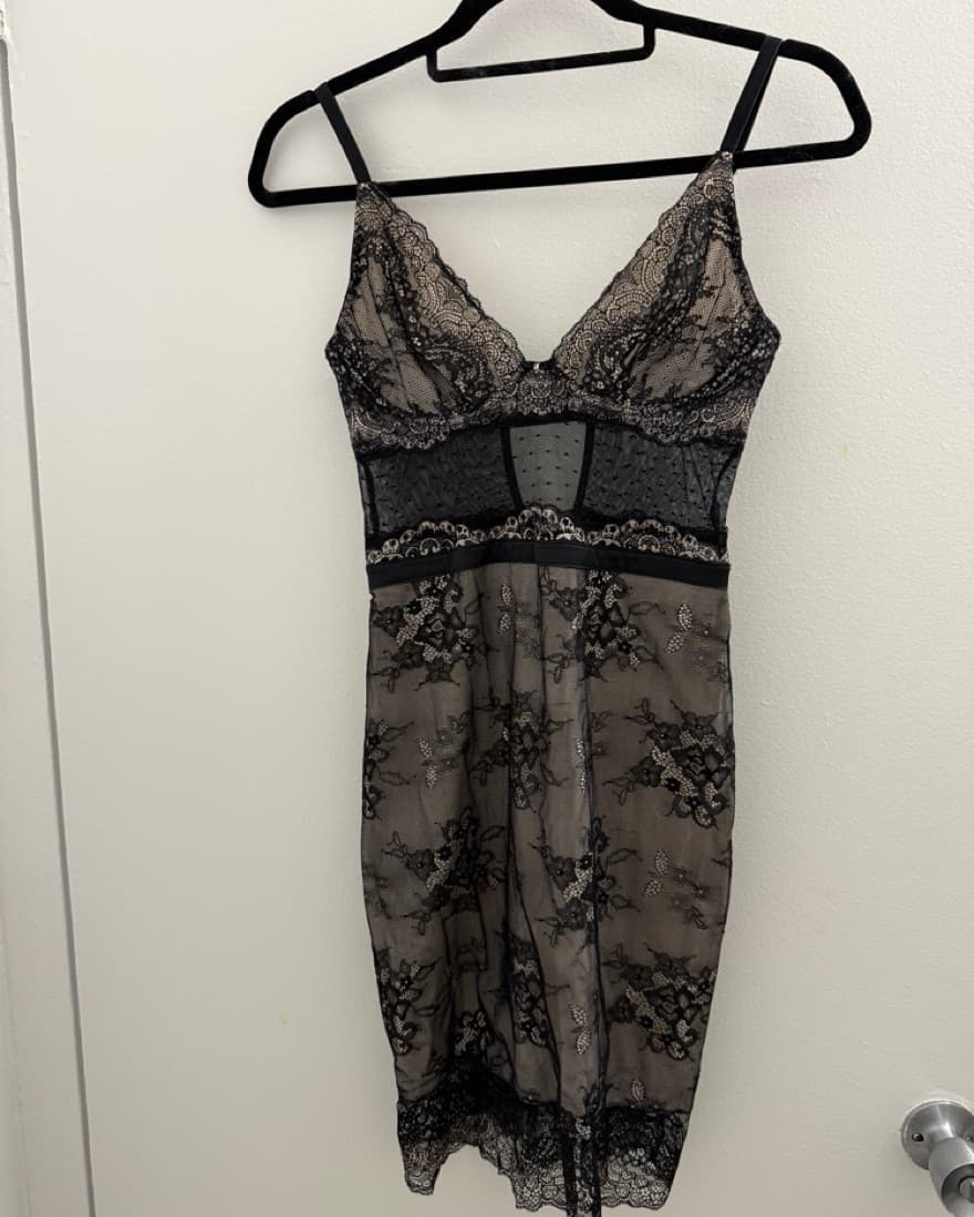 Black Lace Slip Dress - Image 1
