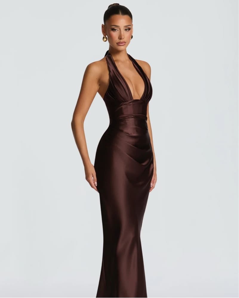 Babyboo Elowen Maxi Dress - Plum Brown - Image 1