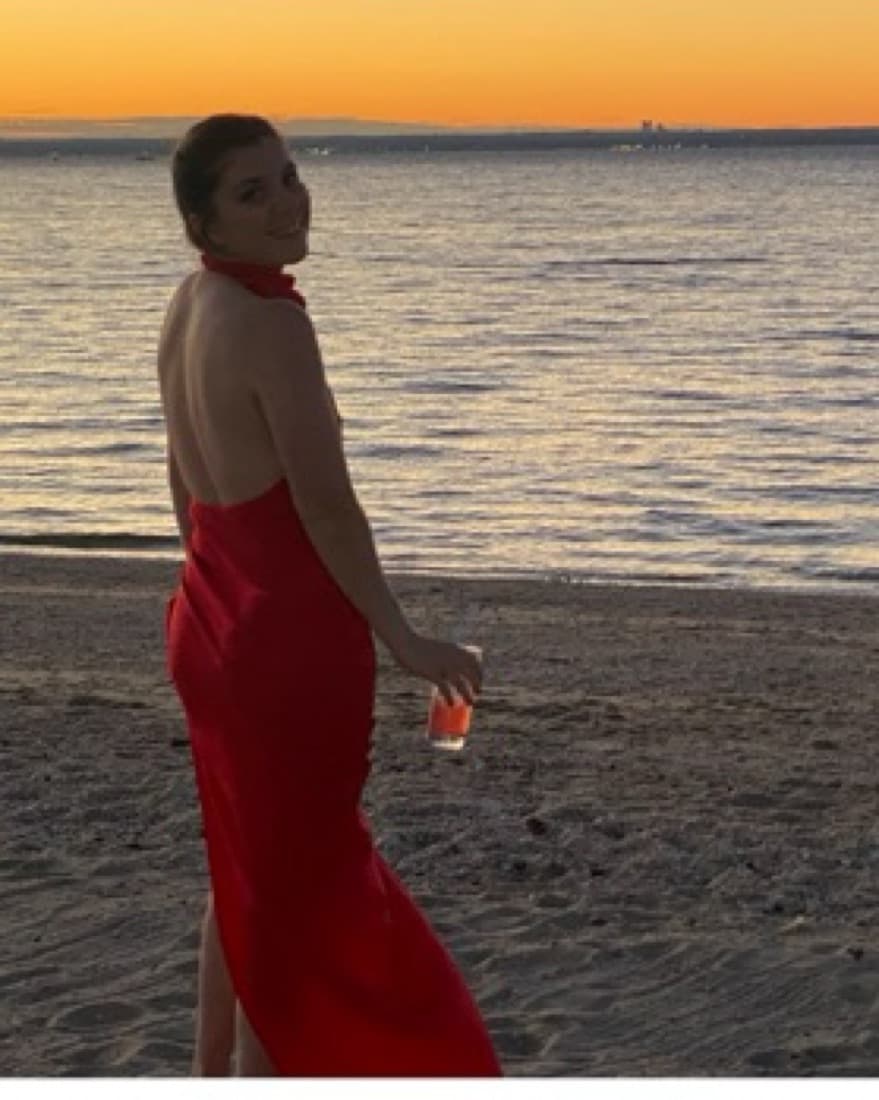 Red Silk Amanda Uprichard Dress W/ Slit - Image 3
