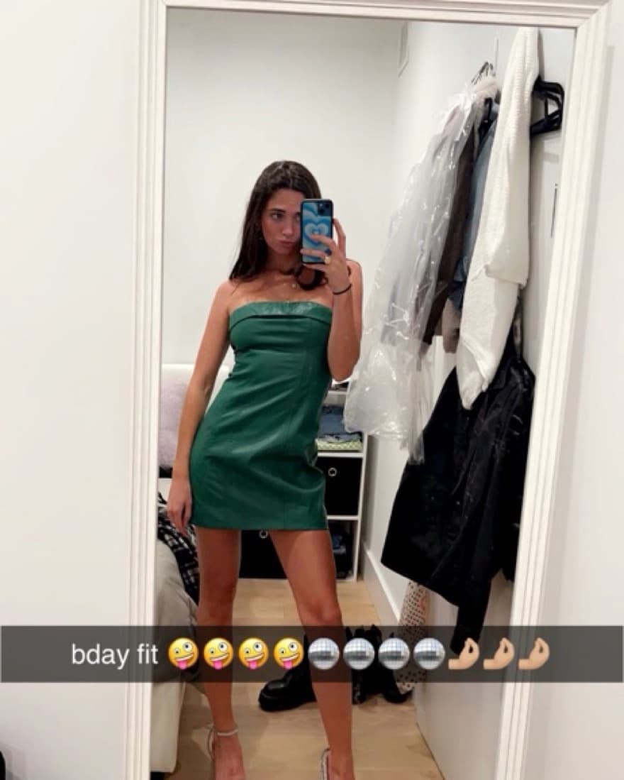 Green Leather Mini Dress  - Image 3