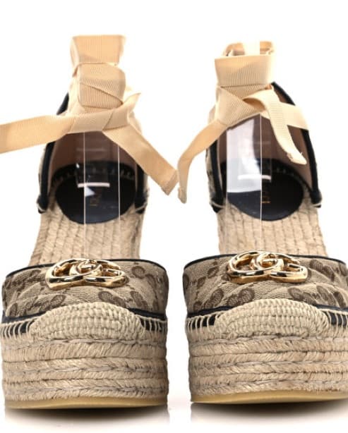 Vintage Gucci Monogram Espadrille Wedges - Image 3