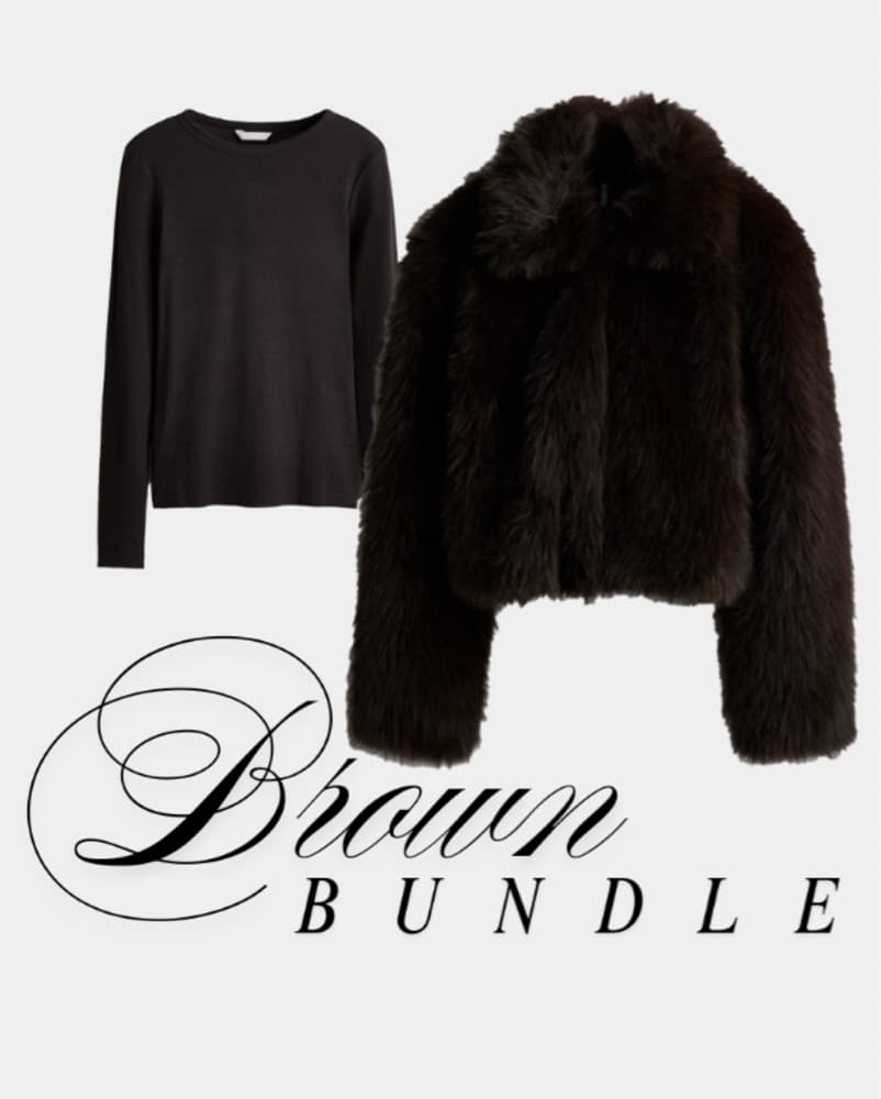 Brown Top & Fur Jacket Bundle - Image 1