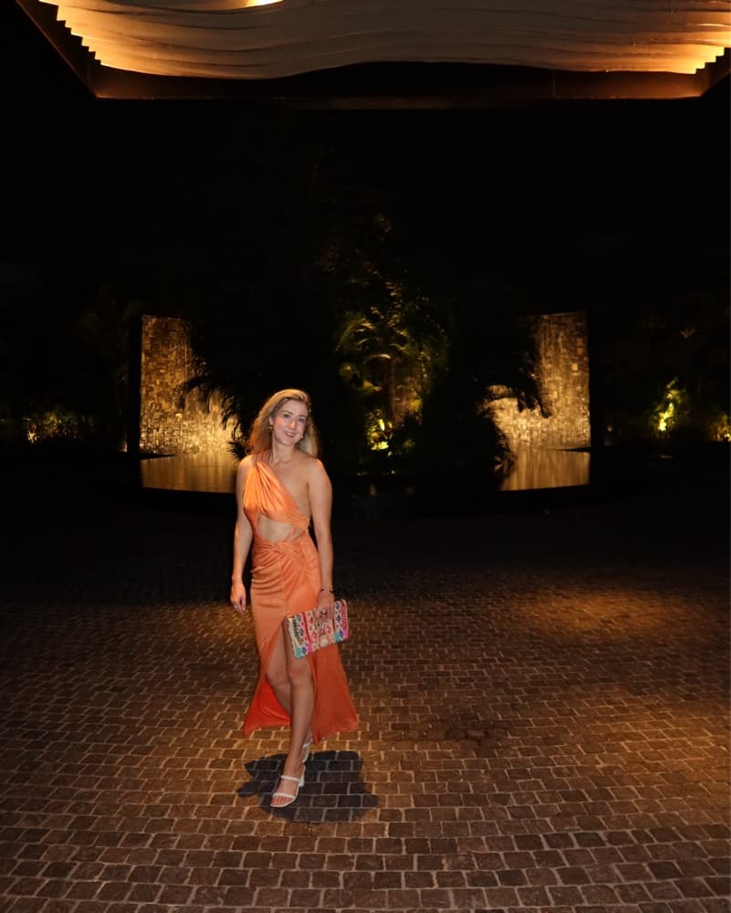 Vibrant One-Shoulder Orange Gown - Image 2
