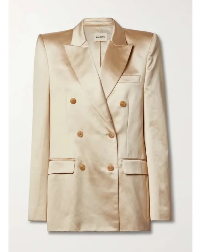 Khaite Double-Breasted Satin Blazer - Image 2