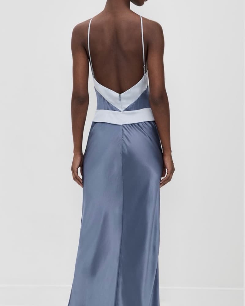 Reformation Jillian satin blue dress - Image 4