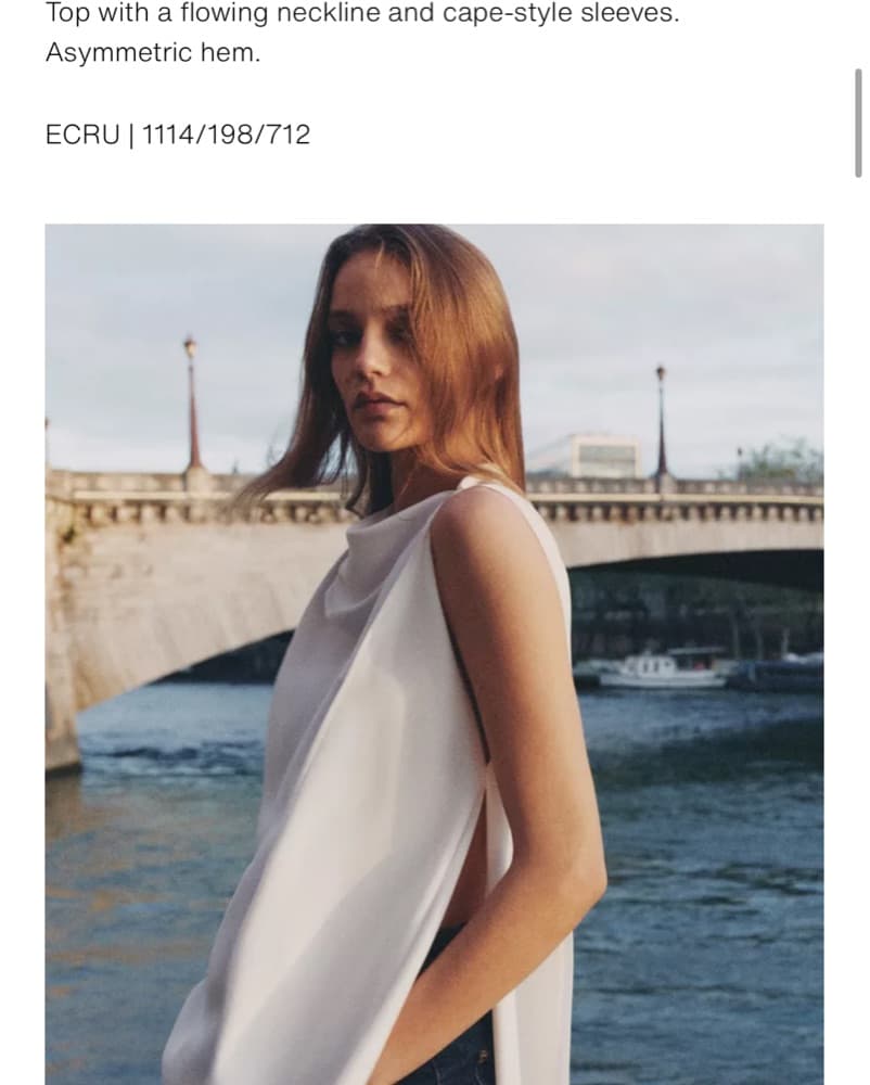 Zara White Asymmetric Cape Top - Image 2