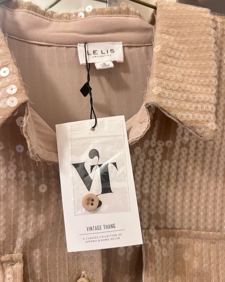 Tan Sequin Button Down  - Image 2