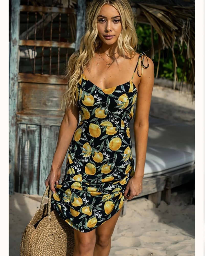 Lemon Print Midi Dress  - Image 4