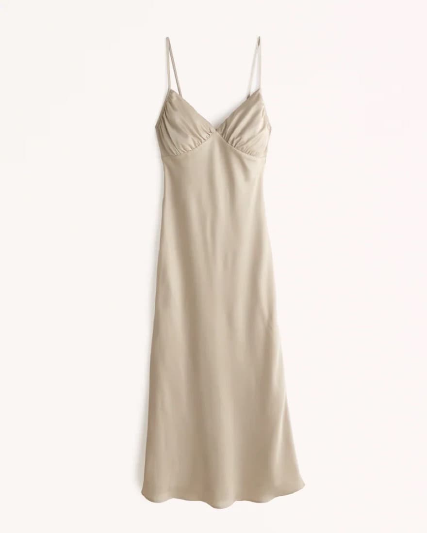 Abercrombie Champagne Ruched Slip Dress - Image 1