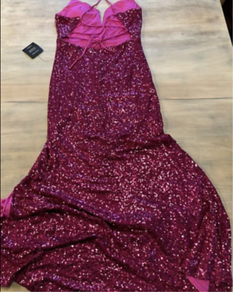 Stunning Fuchsia Sequin Gown - Image 3