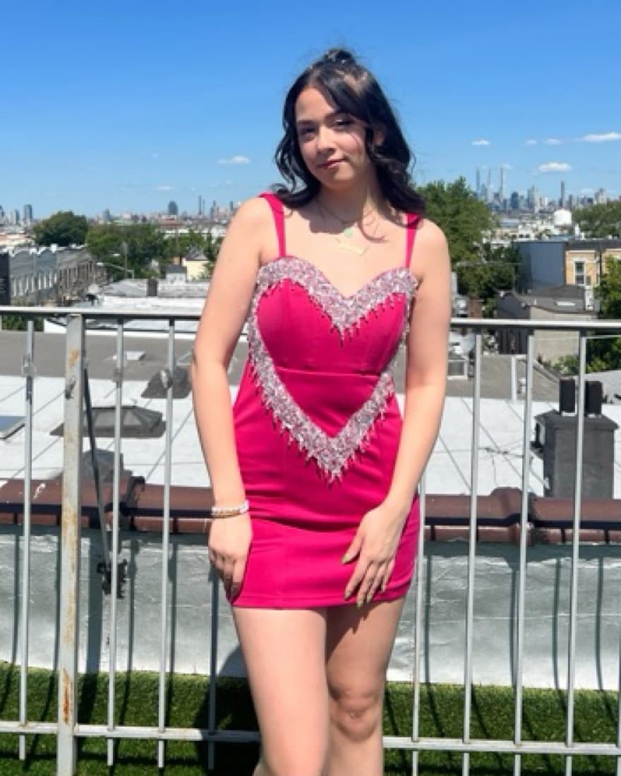 Asos Pink Heart Crystal Dress - Image 5