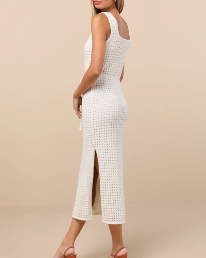 Lulus Ivory Knit Midi Sweater Dress M - Image 4